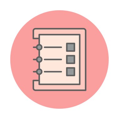 Basit not defteri simgesi, vektör illüstrasyonu