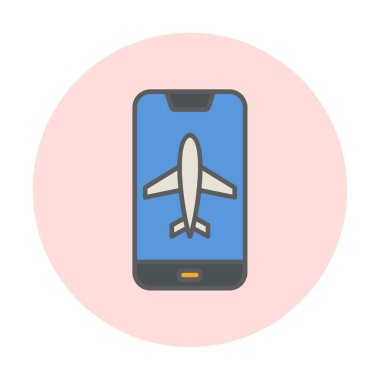 Akıllı telefon ekranında uçak kipi, vektör illüstrasyonu 