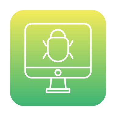 Bilgisayar monitöründe anti virüs. Web simgesi basit tasarım