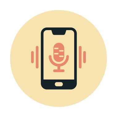 Beyaz arkaplan üzerinde Mobil Ses Yardımcı Vektör çizimi