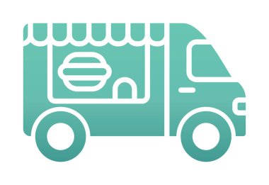 Beyaz arkaplanda yiyecek kamyonu vektör çizimi