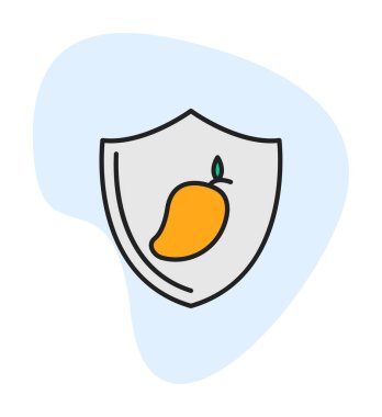 Shield 'in mango meyveli vektör çizimi   