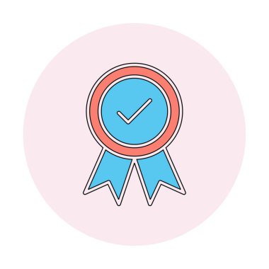 Onaylanmış madalya simgesi, vektör illüstrasyonu.