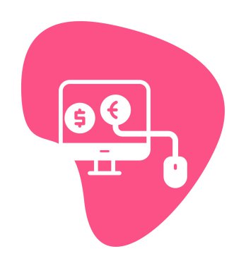 Dolar ve avro para birimi sembollü görüntü simgesi. Avro kazancıyla çevrimiçi para kazanmak.