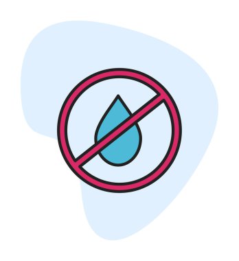 Basit Su Yok veya Sıvı Simge Yok, vektör illüstrasyonu