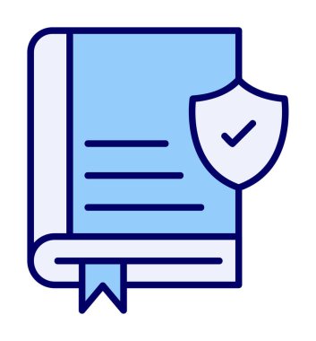 Kitap ve güvenlik kalkanı. Web simgesi basit illüstrasyon 