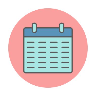 Takvim düzlüğü simgesi, vektör illüstrasyonu 