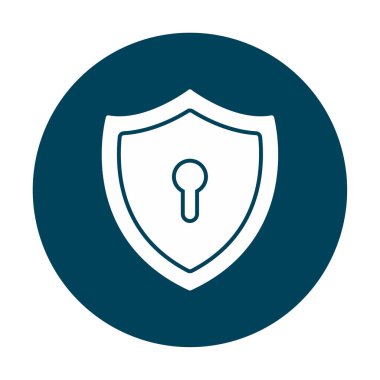 Anahtar deliği düz simgesi olan kalkan, vektör illüstrasyonu