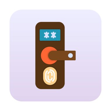 Parmak izi Kapı Koruma Simgesi Vektör İllüstrasyonu