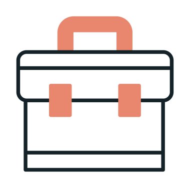 Evrak çantası vektör düz simgesi. İş durumu simgesi, bavul emojisi, vektör illüstrasyonu