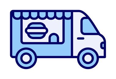 Beyaz arkaplanda yiyecek kamyonu vektör çizimi