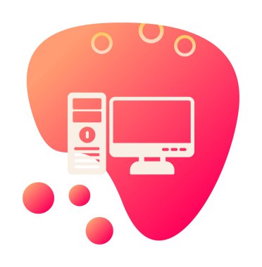 masaüstü bilgisayar simgesi tasarımı, düz işaret, vektör ve illüstrasyon