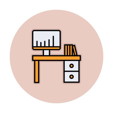 Ofis Masası simgesi. Basit resimleme