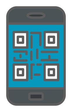 Akıllı telefon ekranındaki qr kodu beyaz arkaplanda izole edilmiş