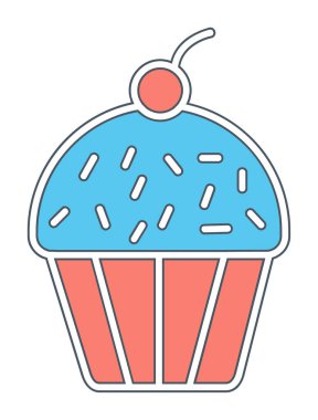 Kek renkli ikon, kek klipsi sanat, vektör illüstrasyonu