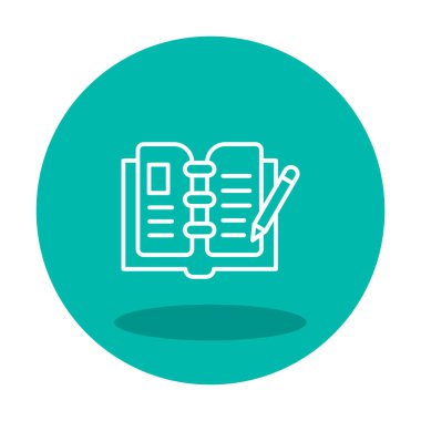 açık kitap ve kalem simgesi, vektör illüstrasyonu 