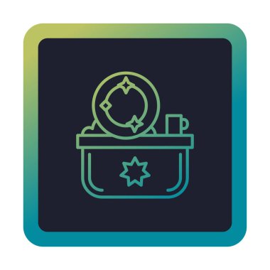 Yıkama, bulaşık yıkama simgesi, vektör illüstrasyonu 