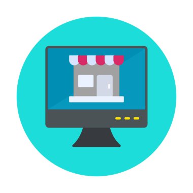 dükkan, Online Shop konsepti, vektör illüstrasyon tasarımı olan bilgisayar ekranı