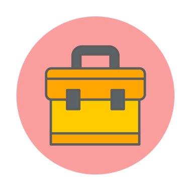 Evrak çantası vektör düz simgesi. İş durumu simgesi, bavul emojisi, vektör illüstrasyonu