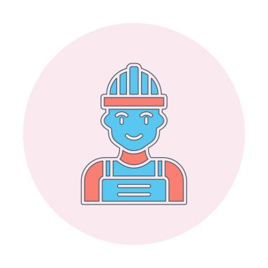 Kask simgesi olan işçiler, vektör illüstrasyonu 