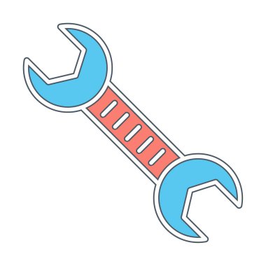 İngiliz anahtarı vektör simgesi, düz biçimli modern iş onarım araçları