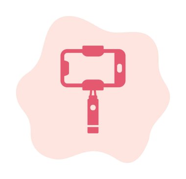 Akıllı telefon web simgesi, vektör illüstrasyonlu selfie çubuğu 