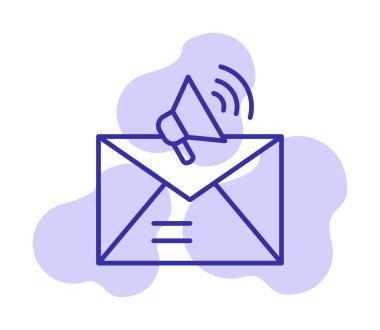 Basit E- posta Pazarlama simgesi, vektör illüstrasyonu