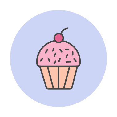 Kek renkli ikon, kek klipsi sanat, vektör illüstrasyonu