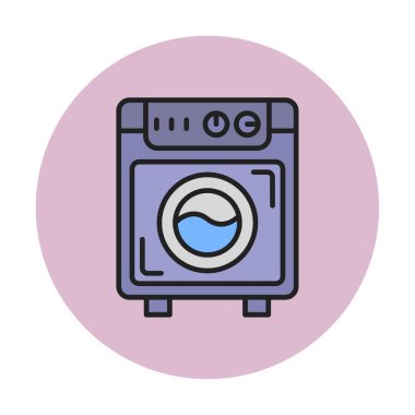 çamaşır makinesi simgesi. Kıyafetler için çamaşır makinesi vektör simgesi çizimi.                                        