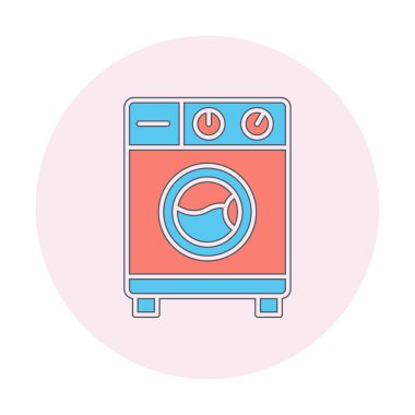 çamaşır makinesi simgesi, vektör illüstrasyonu