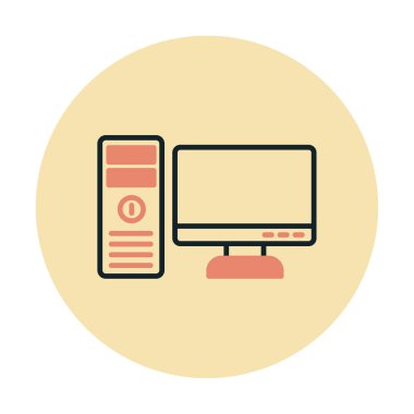 masaüstü bilgisayar simgesi tasarımı, düz işaret, vektör ve illüstrasyon