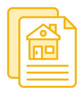 Kağıtların ve ev simgesinin vektör çizimi. İnşaat Sözleşmesi                         