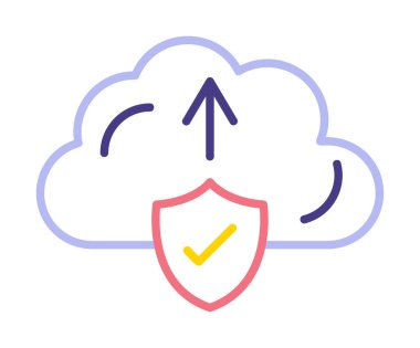 Vektör simgesi yükle, bulut depolama sembolü. Web sitesi veya mobil uygulama için modern, basit düz vektör çizimi