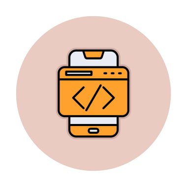 Beyaz arkaplanda akıllı telefon kodlama vektör çizimi