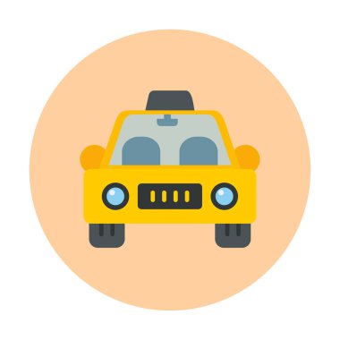 Basit taksi arabası simgesi, vektör illüstrasyonu