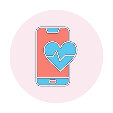 Akıllı telefon ekranında kalp atış hızı sembolü, satır biçimi simgesi, vektör tasarımı 