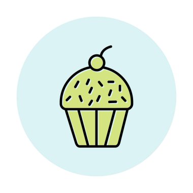 Kek renkli ikon, kek klipsi sanat, vektör illüstrasyonu