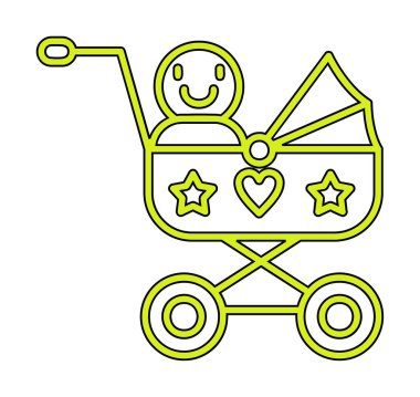 Bebek arabası ikonu. Web tasarımı için bebek taşıma ikonu taslağı