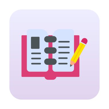 açık kitap ve kalem simgesi, vektör illüstrasyonu 