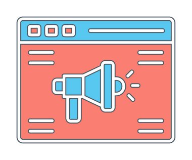 Çevrimiçi Reklam simgesi, vektör illüstrasyonu        