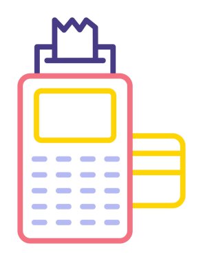 Kart okuyucu ve banka kartı, vektör illüstrasyonu