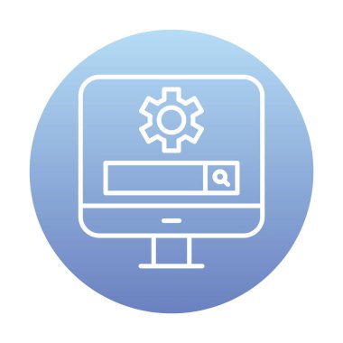 Beyaz arkaplanda Bilgisayar Arama Motoru vektör çizimi