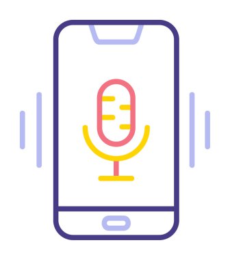 Beyaz arkaplan üzerinde Mobil Ses Yardımcı Vektör çizimi