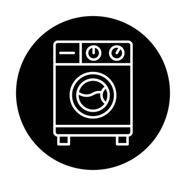 çamaşır makinesi simgesi, vektör illüstrasyonu