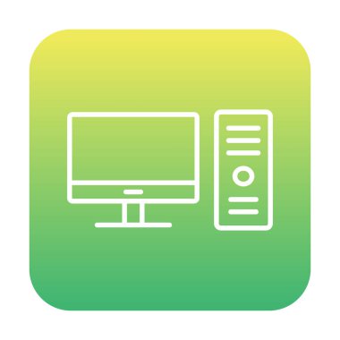 masaüstü bilgisayar simgesi tasarımı, düz işaret, vektör ve illüstrasyon