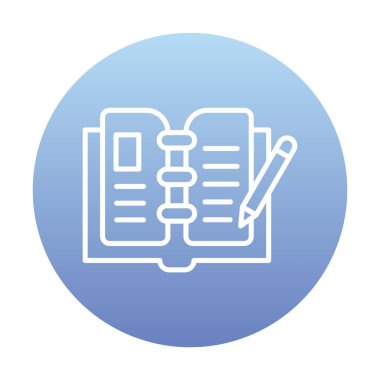 açık kitap ve kalem simgesi, vektör illüstrasyonu 