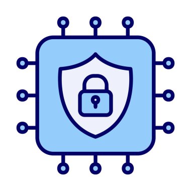 Basit Cpu simgesi, vektör illüstrasyonu