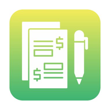 Kalem ikonlu kağıt. Ödenmiş Makaleler konsepti, vektör illüstrasyonu