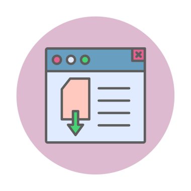 Web sayfası indirme simgesi, tasarım vektörü illüstrasyonu