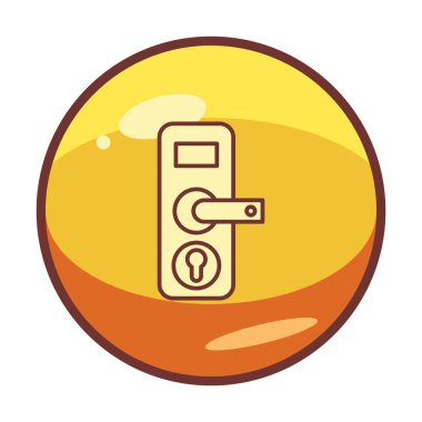 Kapı kolu ve anahtar deliği simgesi, vektör illüstrasyonu 